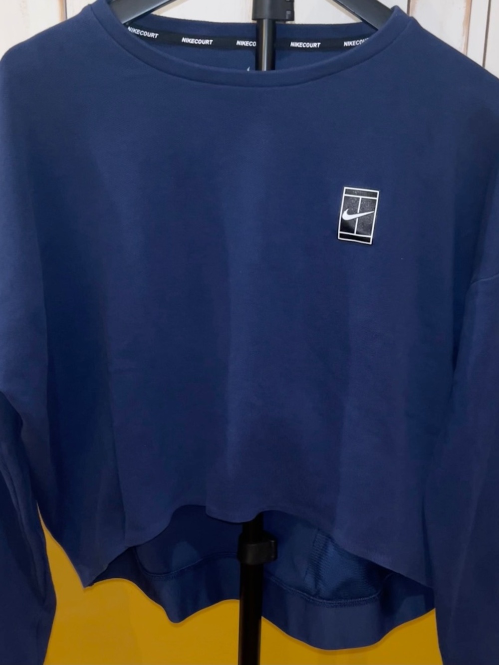 Nike Court Dri-FIT High Low Cropped Sweatshirt Women's Medium Navy Blue